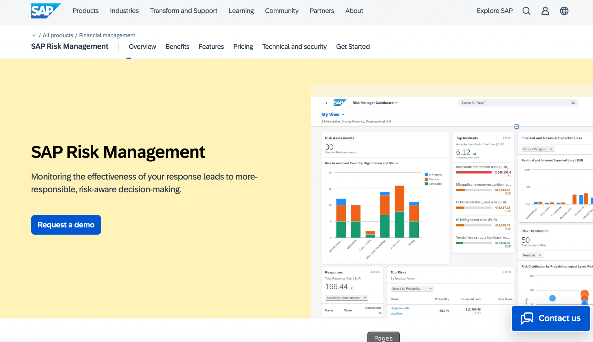 SAP Risk Management Homepage
