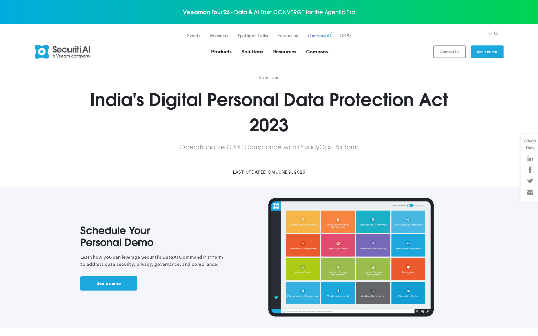 Securiti India DPDPA solution page