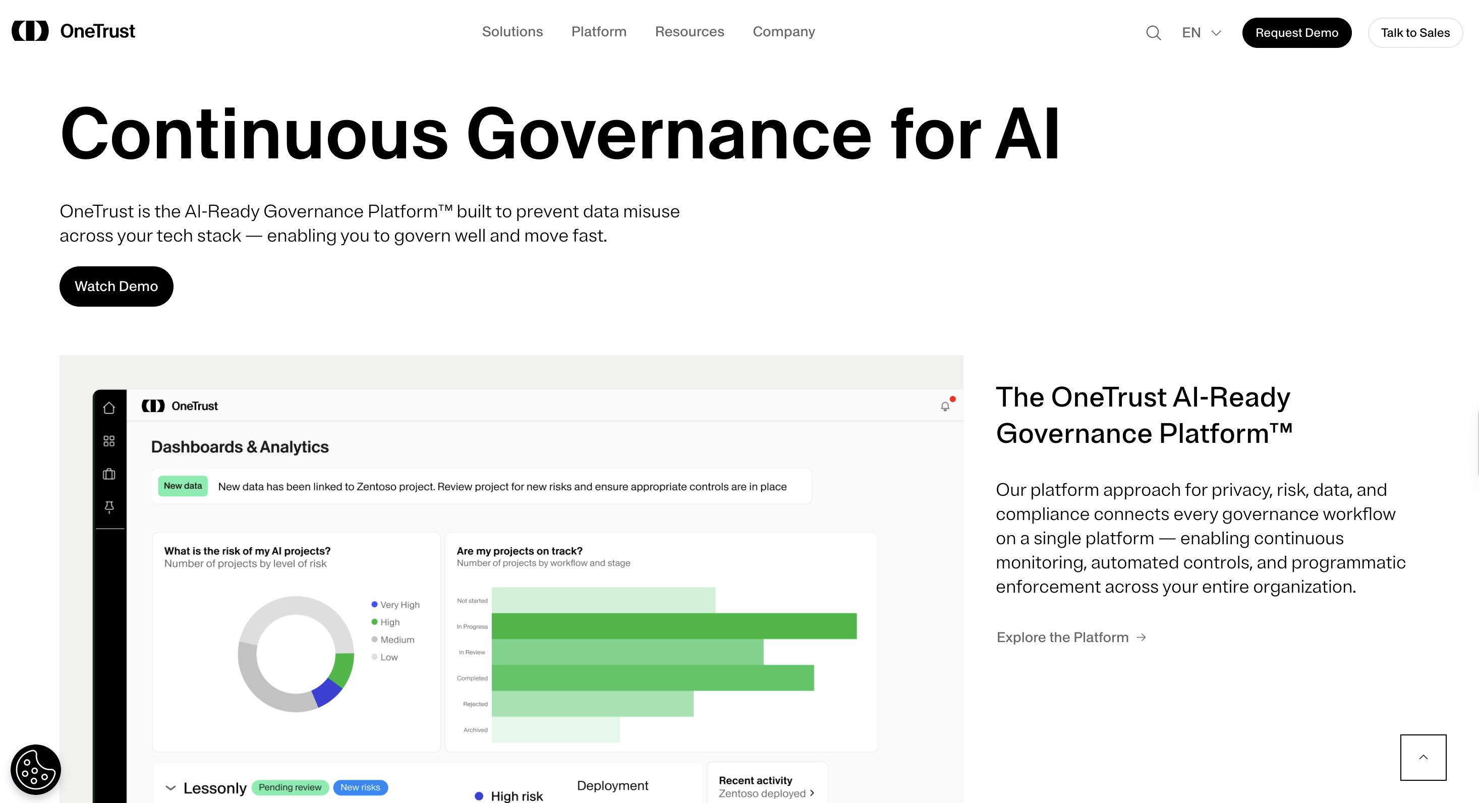 OneTrust privacy and governance platform