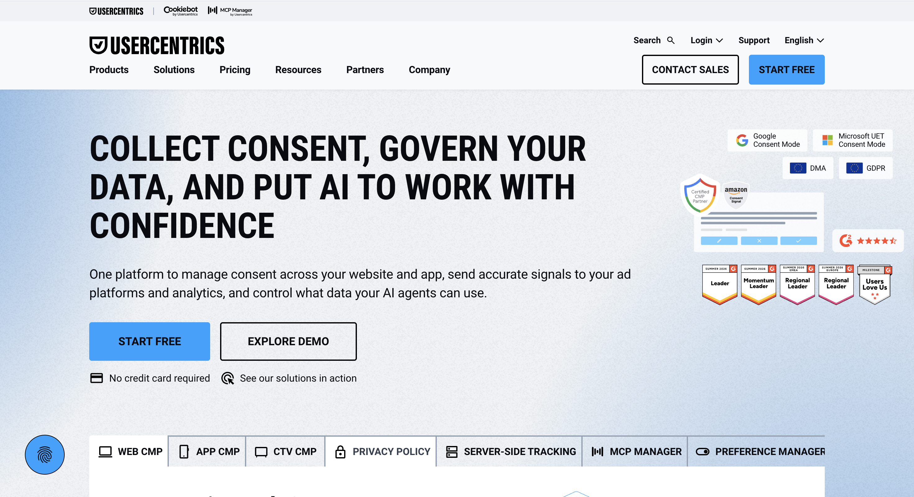 Usercentrics consent management platform