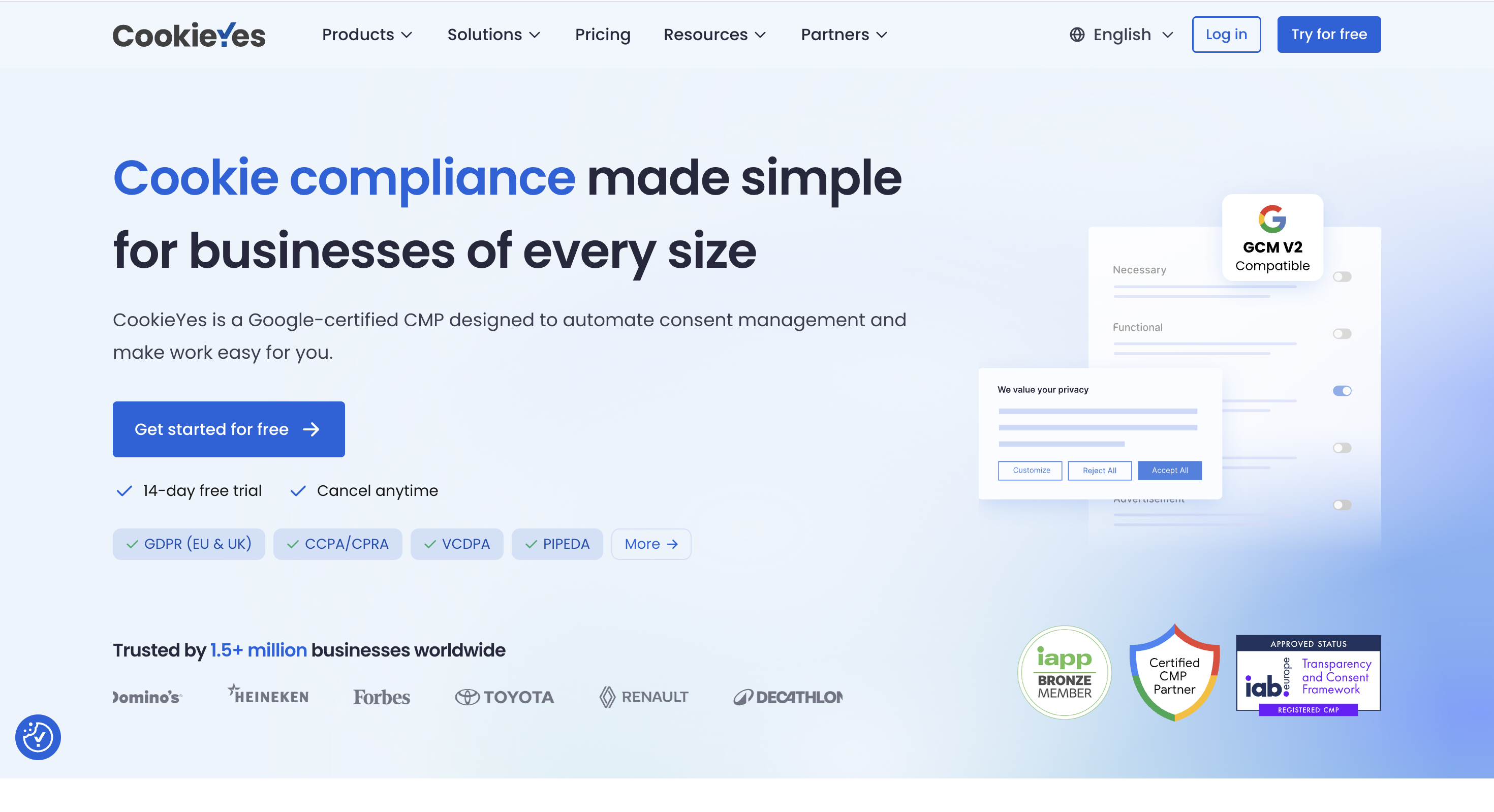 CookieYes website consent platform