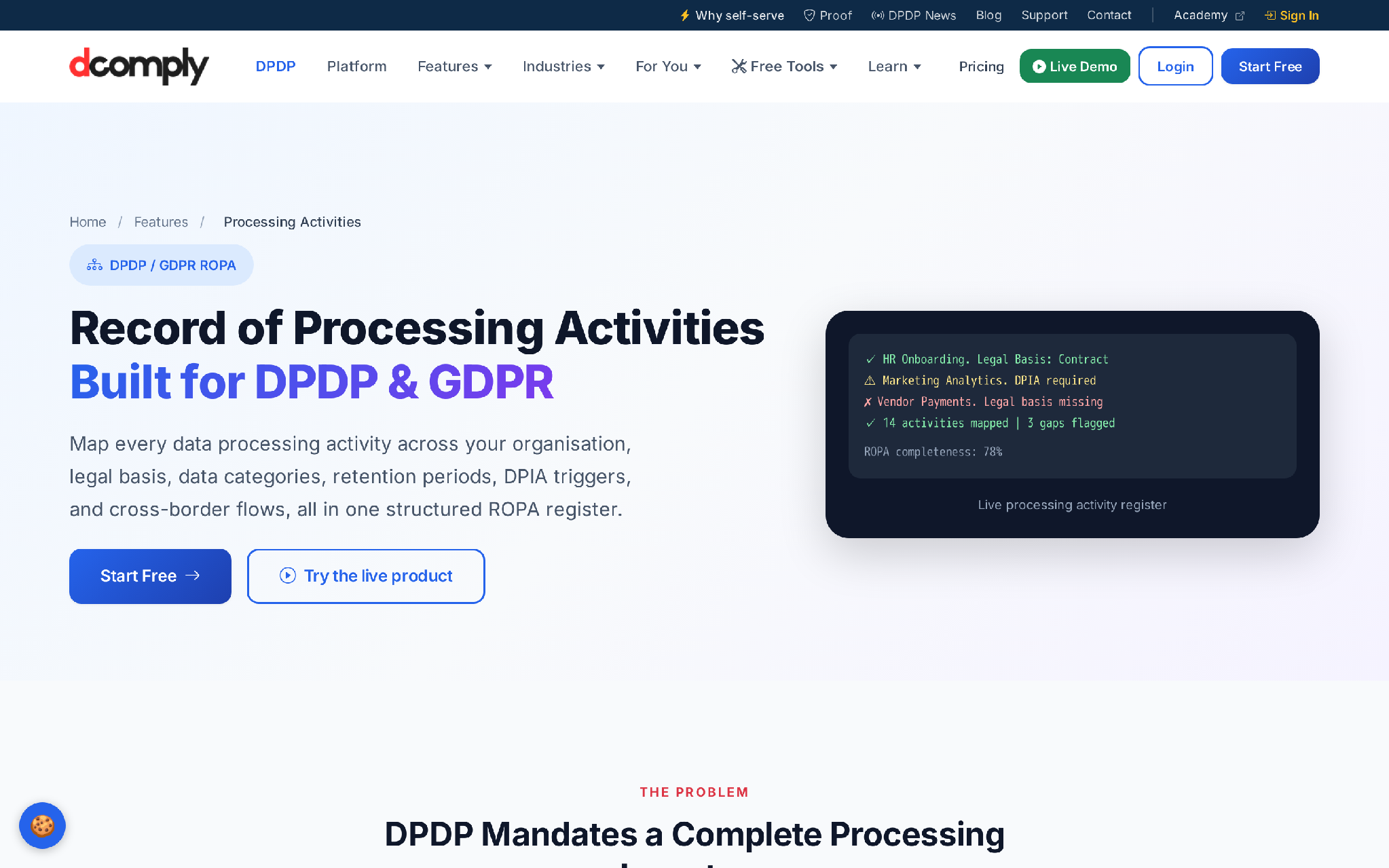 dcomply processing activities register