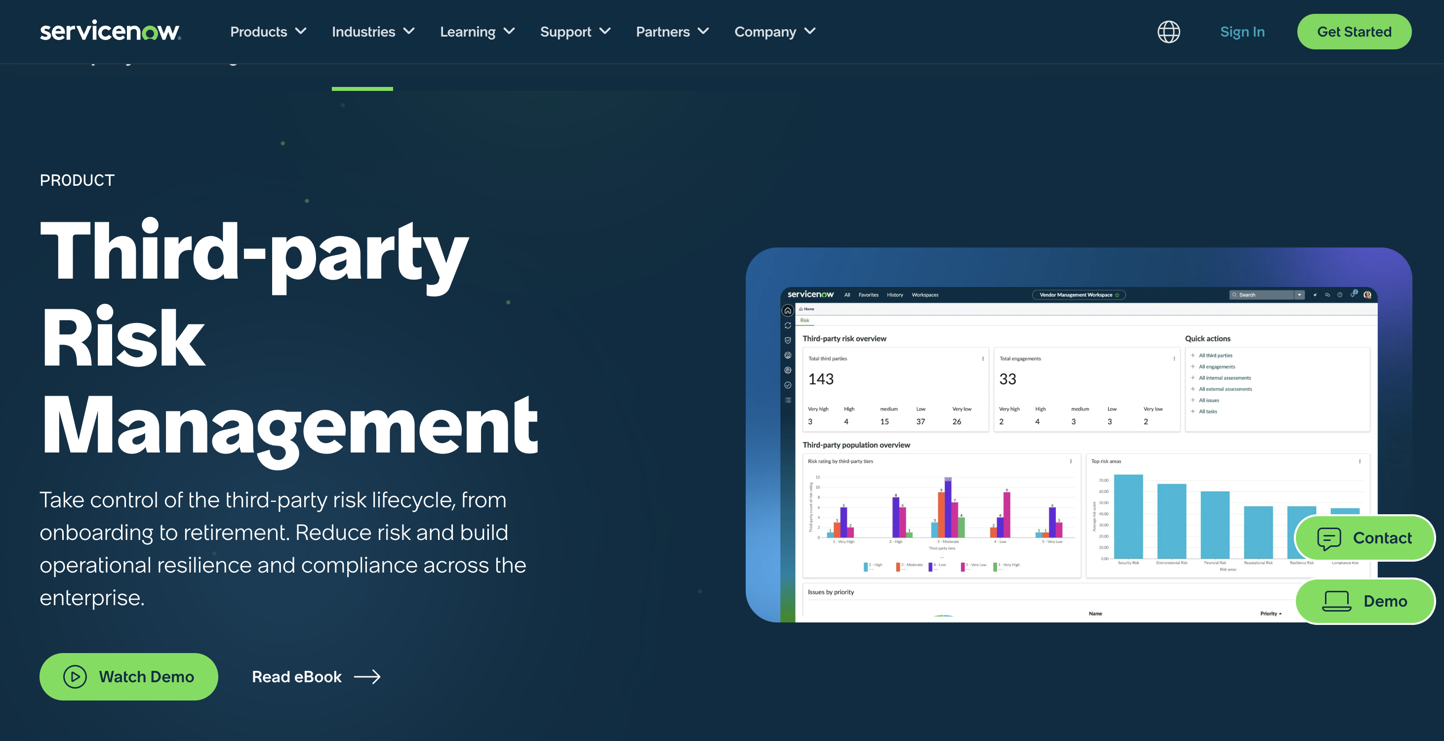 ServiceNow third party risk assessment software