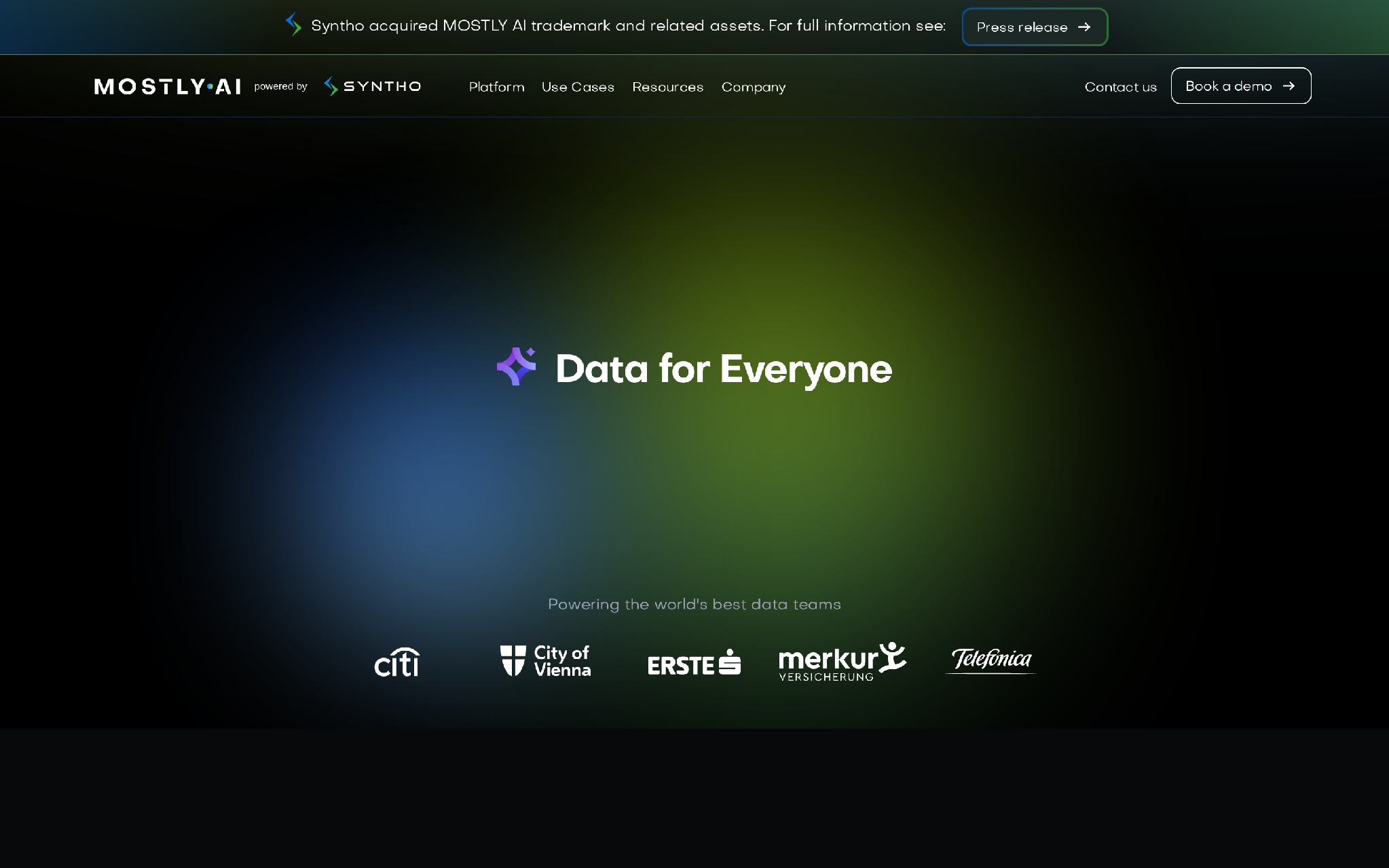 MOSTLY AI synthetic data platform