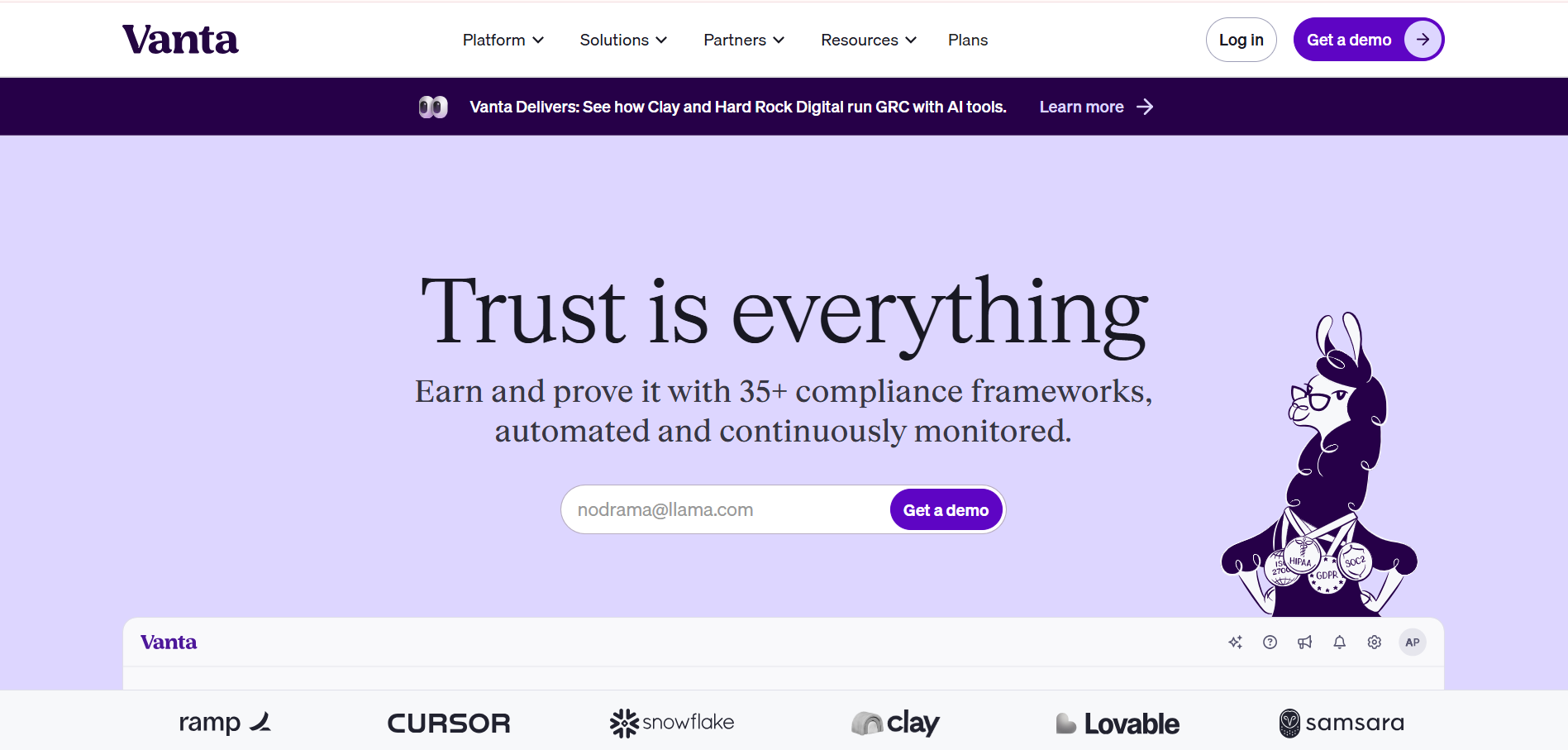 Vanta automated security compliance dashboard