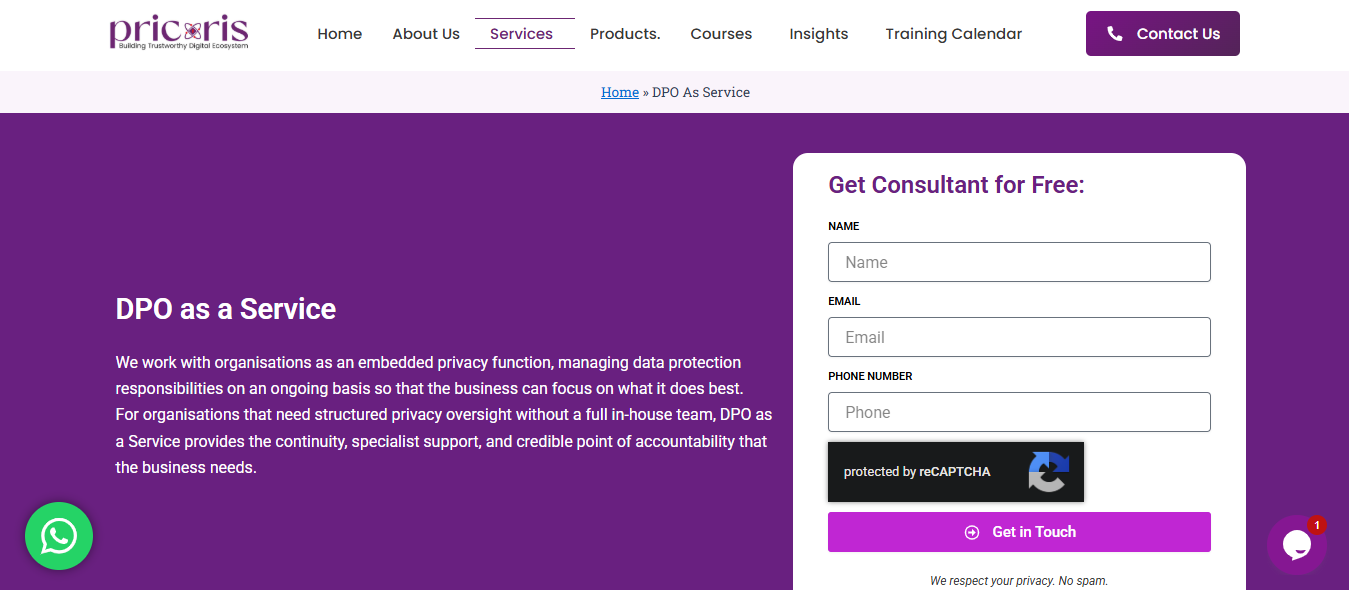 Pricoris Homepage