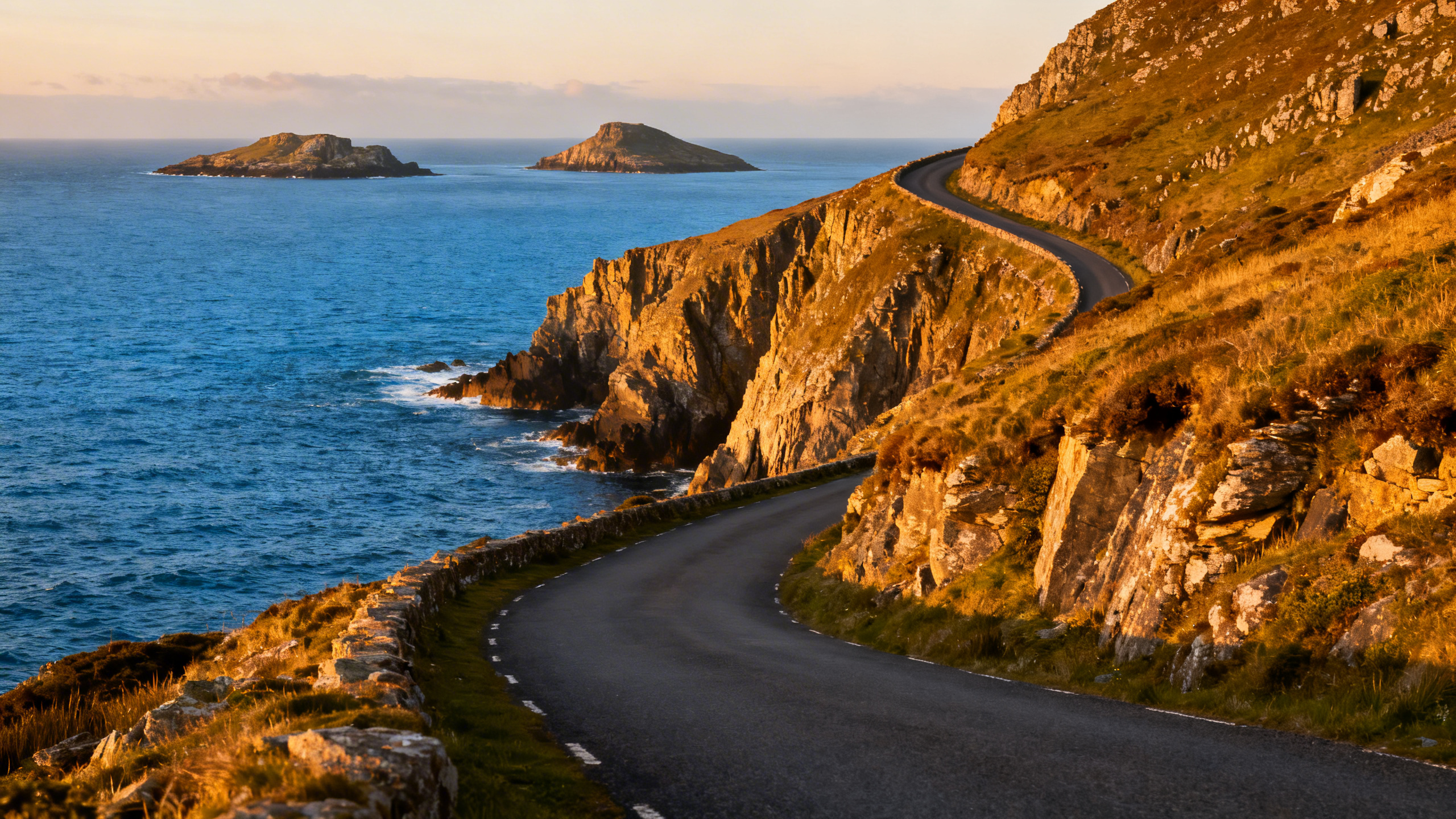 Slea Head Drive on the Dingle Peninsula with the Blasket Islands visible across the Atlantic