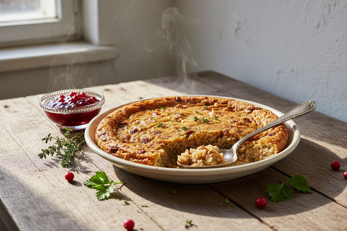 Perinteinen isoäidin maksalaatikko valmistetaan täysmaidolla keitetystä riisipuurosta, mehevästä maksasta ja aromaattisista mausteista – tarjottuna raikkaiden puolukoiden kera.