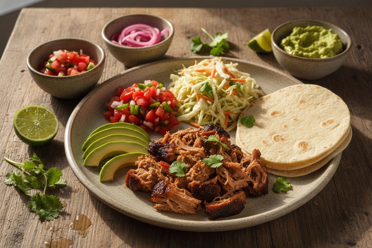 Savuisat, mehevät pulled pork tacot pitkään kypsennetyllä possunlavalla, raikkaalla colesilawilla ja tuoreella tomaattisalsalla – parastapöytään joka kerta.