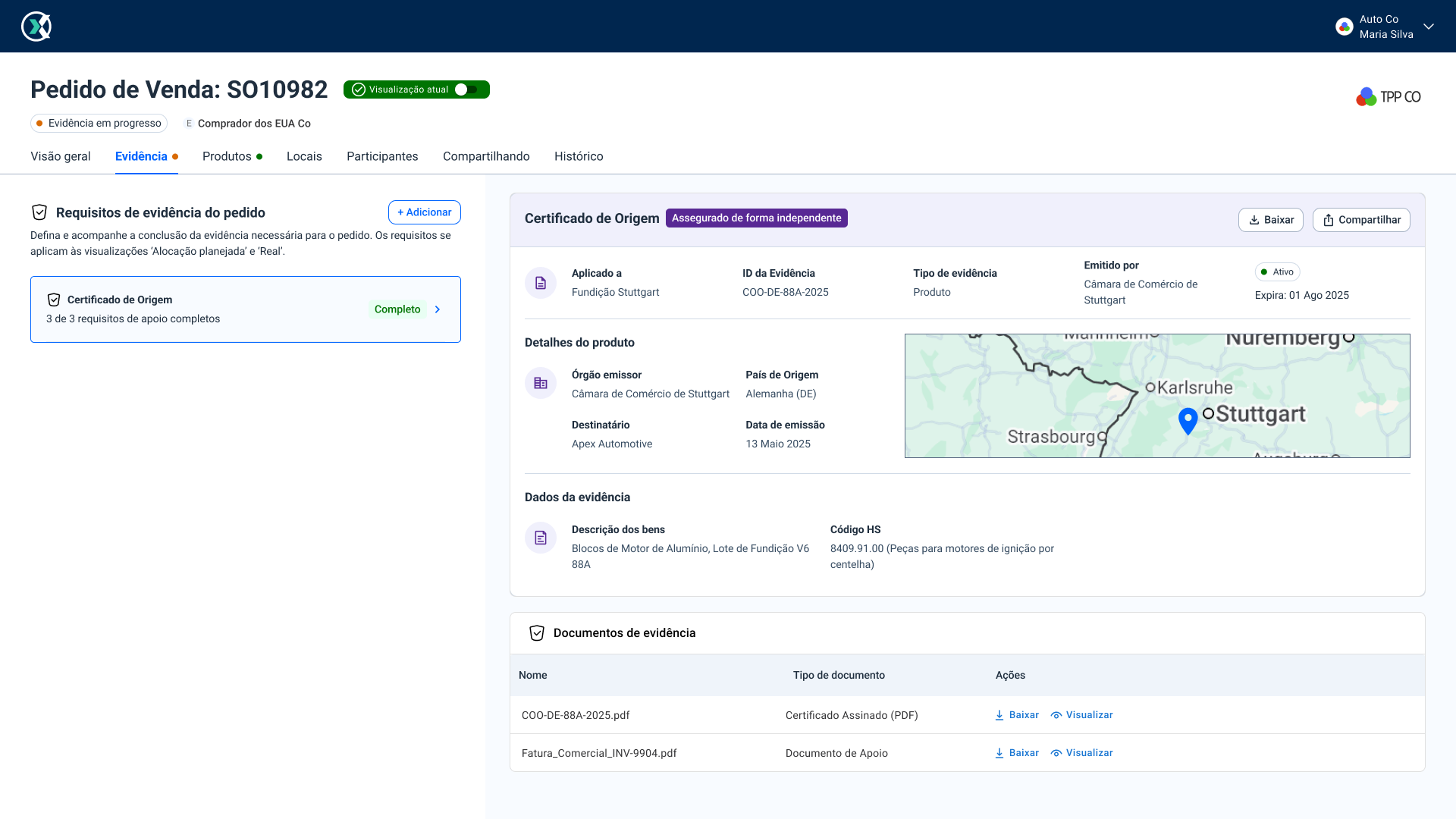 Verificação do país de origem