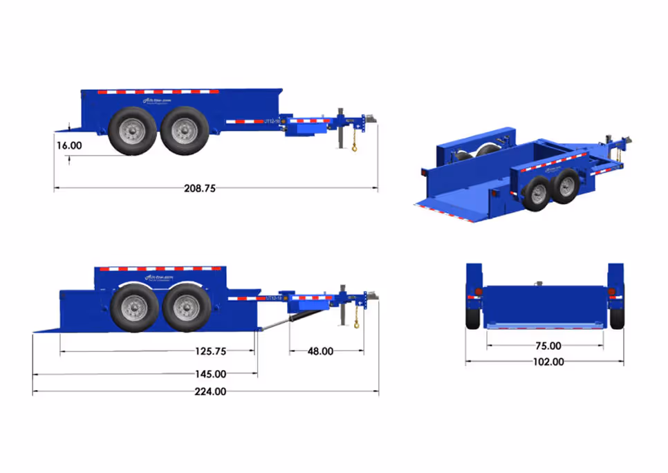 Air-tow UT12-10 trailer engineering diagram with measurements in Canada