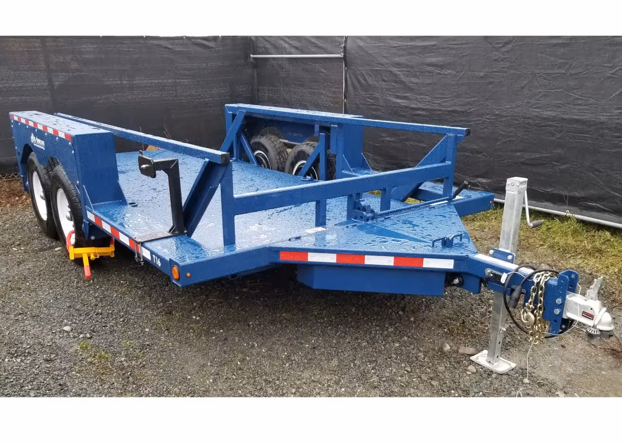 Airtow T16-12 trailer side view showing front hitch and open frame in Canada