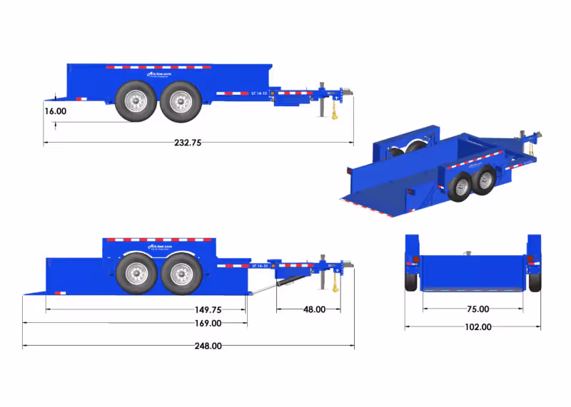 Airtow UT14-10 drop deck trailer dimension diagram in Canada