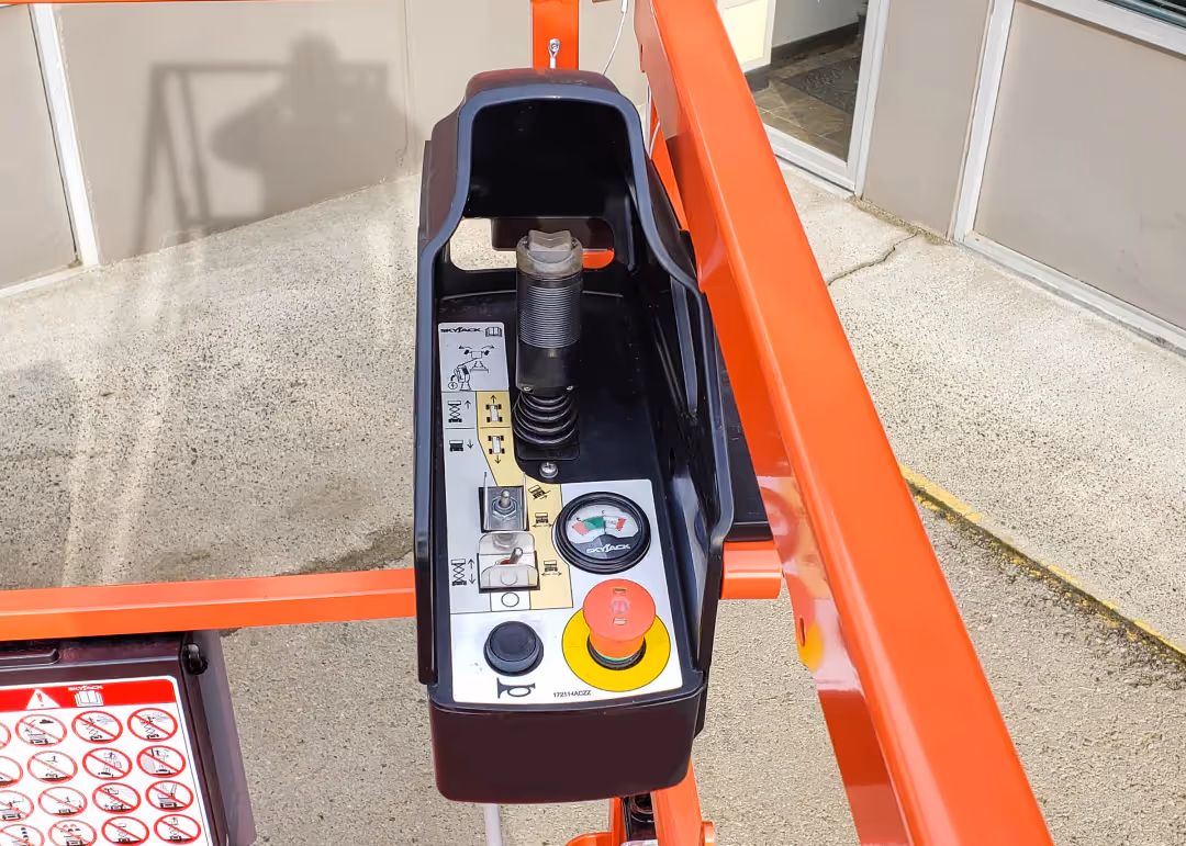 Skyjack SJ3226 joystick and platform controls close-up in Canada