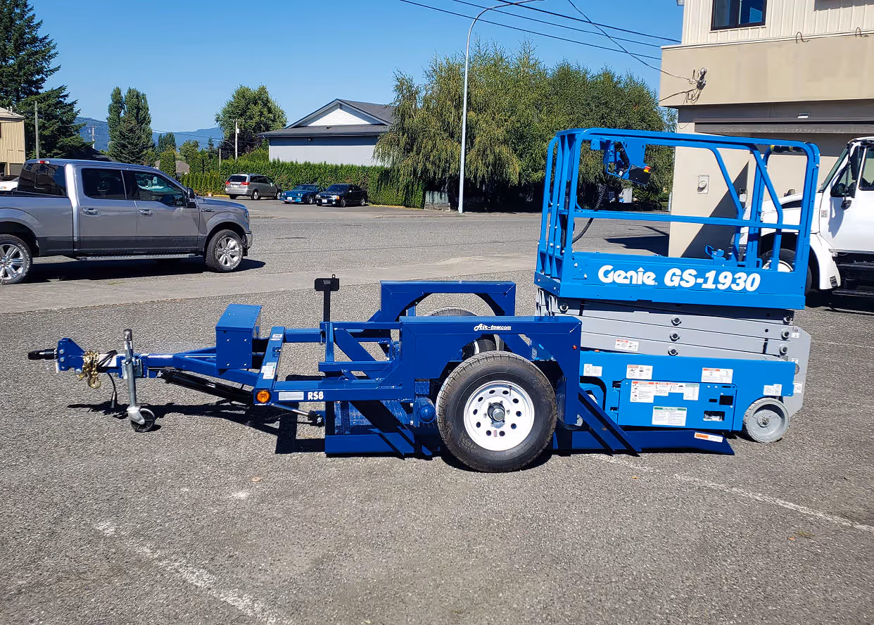 Air-Tow S8-35 utility trailer hauling at jobsite in Canada