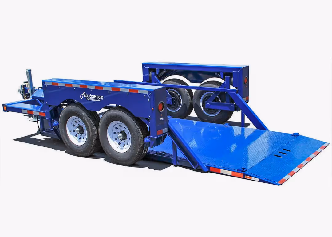 Air-tow T16-14 trailer side view with ramp partially lowered in Canada