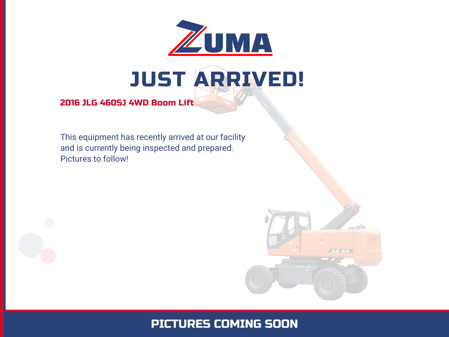 2016 JLG 460SJ Boom Lift