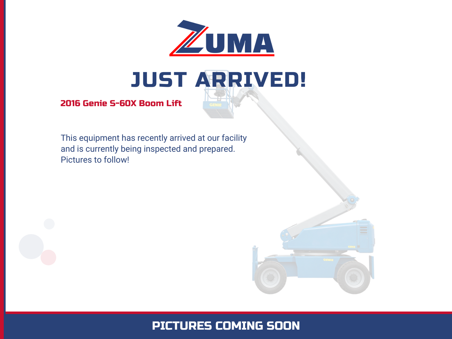 2016 Genie S-60X Boom Lift