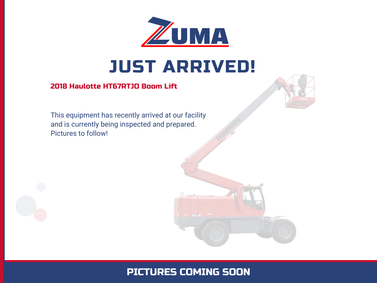 2018 Haulotte HT67RTJO Boom Lift
