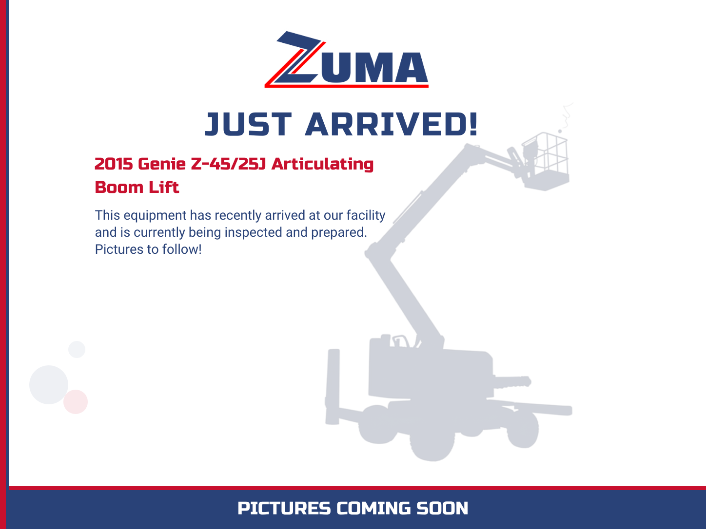 2015 Genie Z45/25J Boom Lift