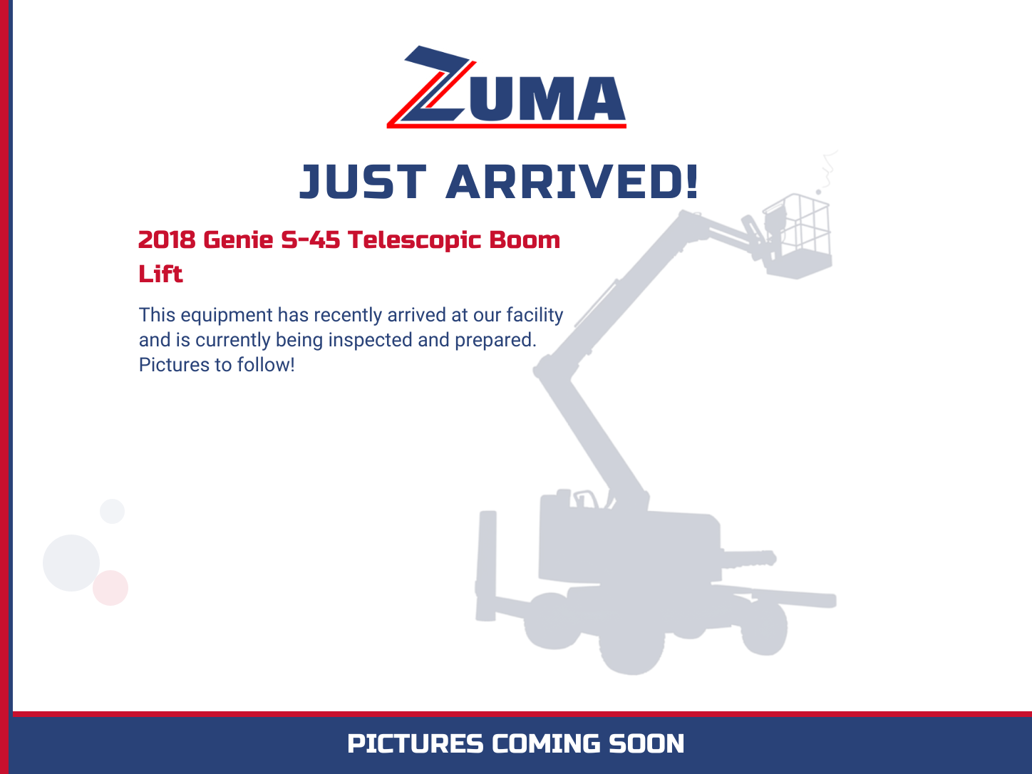 2017 Genie S-45 Boom Lift