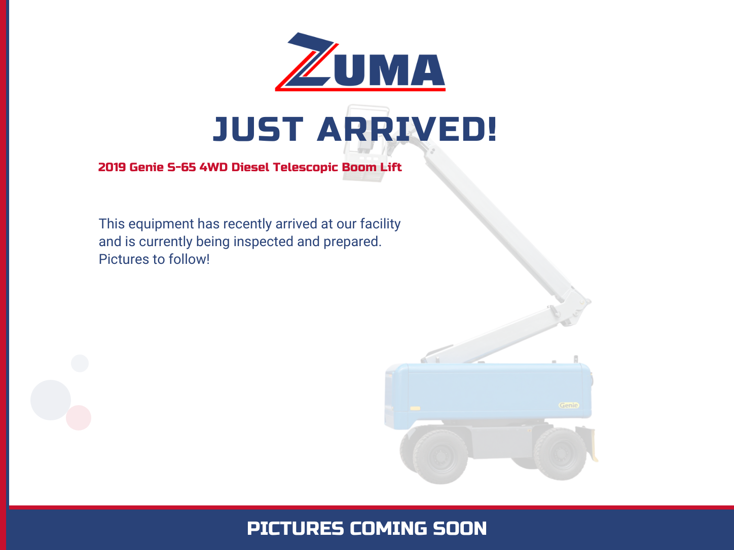 2019 Genie S-65 Boom Lift