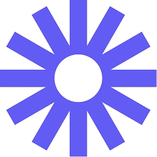 Blue circular icon with outward radiating spokes resembling a sunburst or loading symbol.
