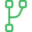 Green circuit branch icon with three connected nodes.
