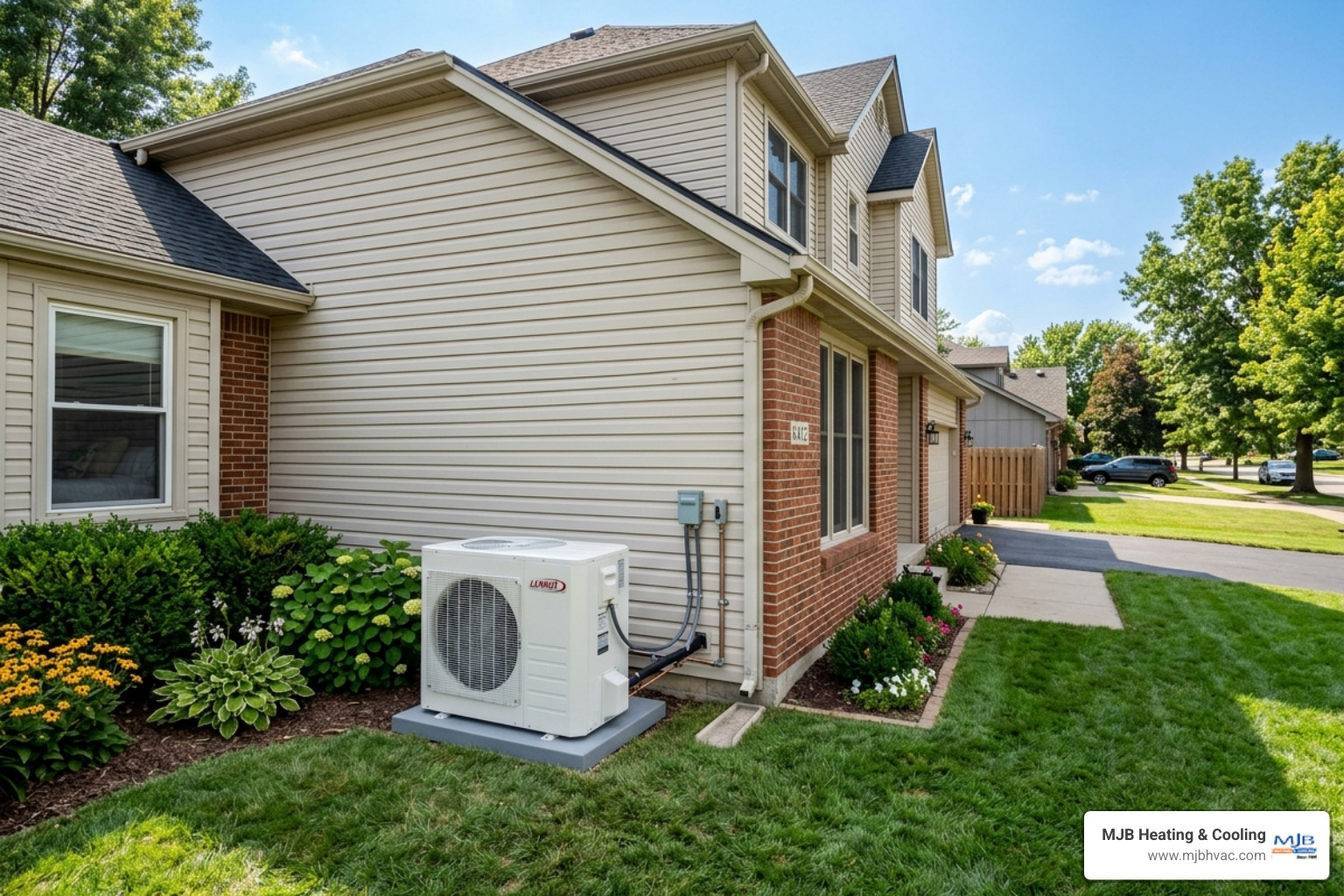 modern air conditioning unit outside a Bel Aire Kansas home in summer - ac installation in bel aire, ks