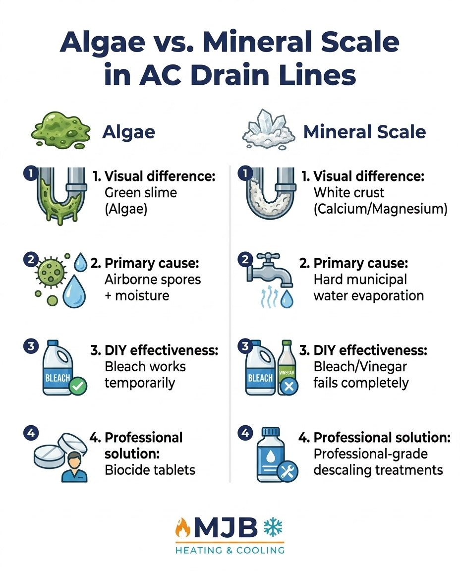 Algae vs. Mineral Scale in AC Drain Lines