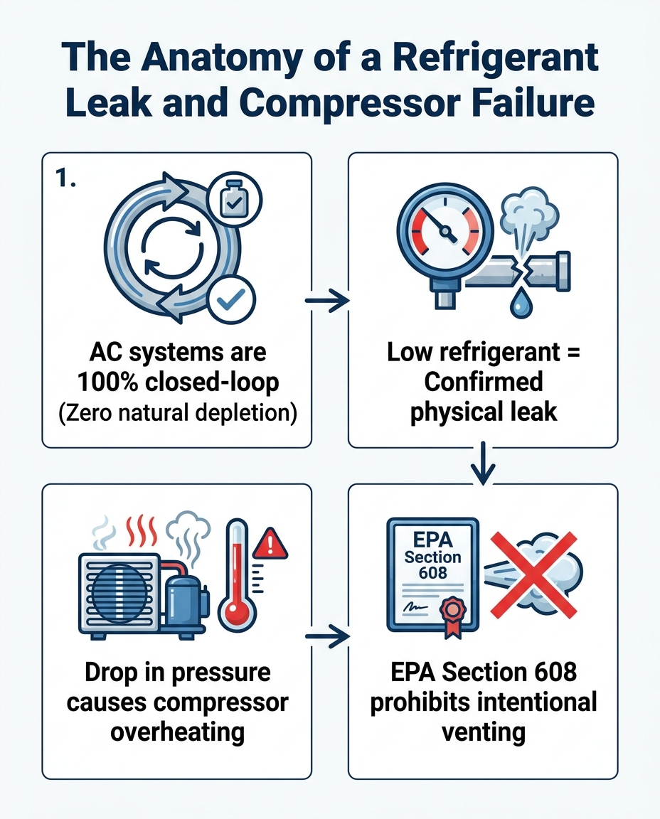 The Anatomy of a Refrigerant Leak and Compressor Failure