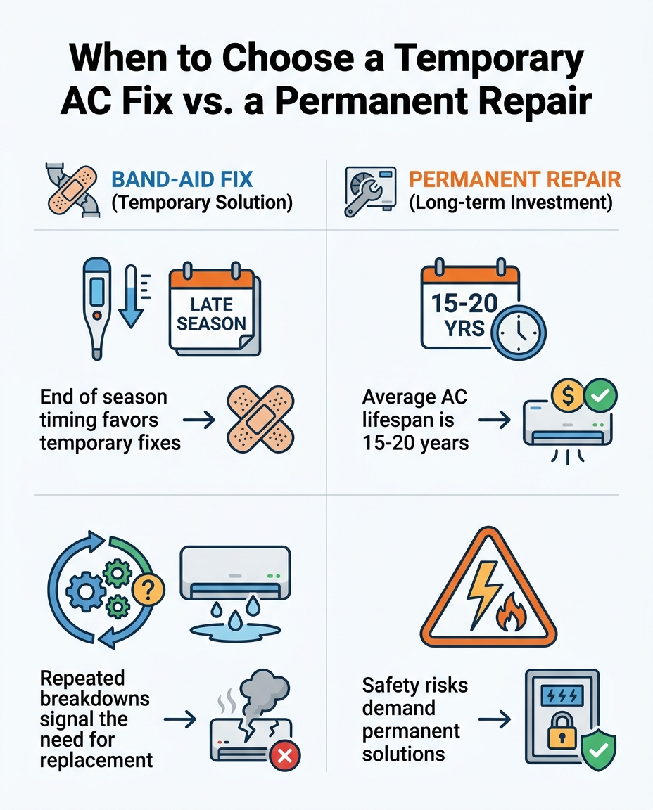 When to Choose a Temporary AC Fix vs. a Permanent Repair