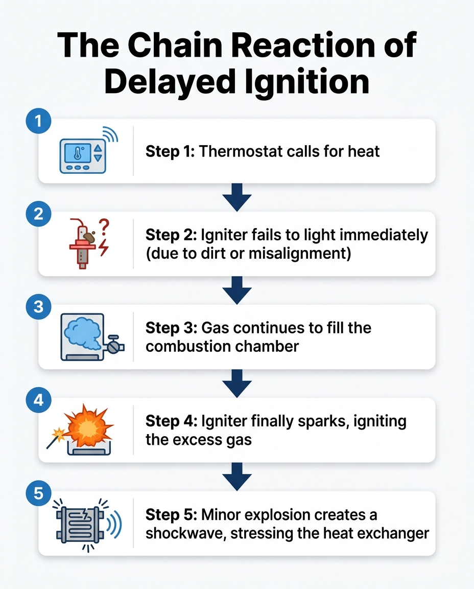 The Chain Reaction of Delayed Ignition