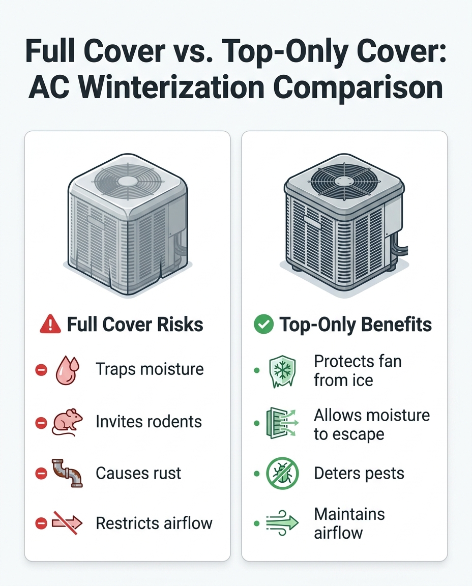 Full Cover vs. Top-Only Cover: AC Winterization Comparison