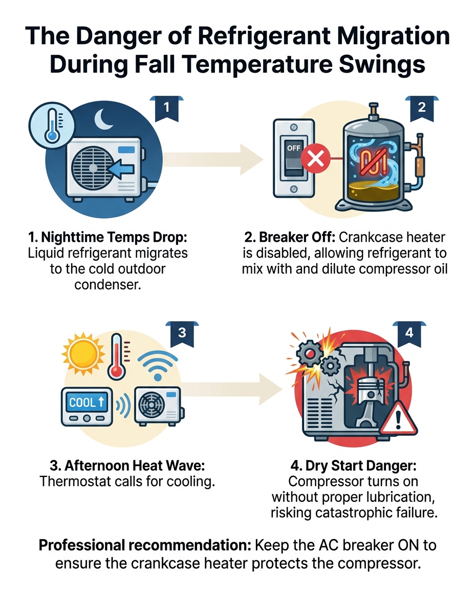 The Danger of Refrigerant Migration During Fall Temperature Swings