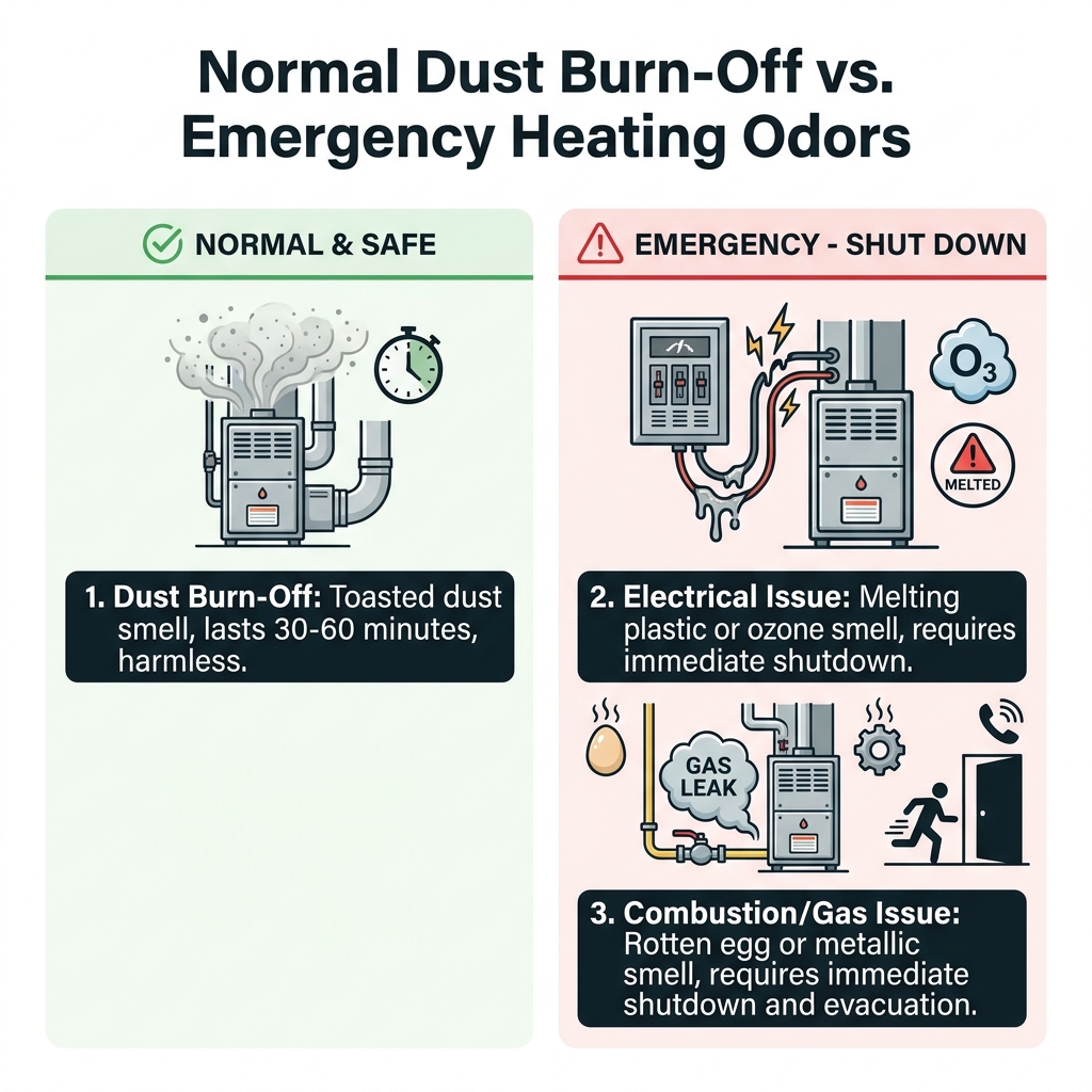 Normal Dust Burn-Off vs. Emergency Heating Odors