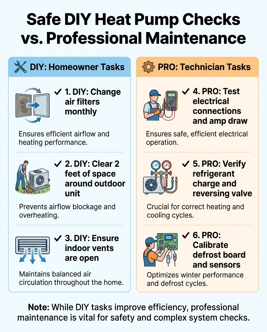 Safe DIY Heat Pump Checks vs. Professional Maintenance