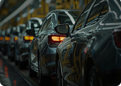 Autos in Produktionslinie – Symbolbild für Zeitarbeit in der Automobilindustrie