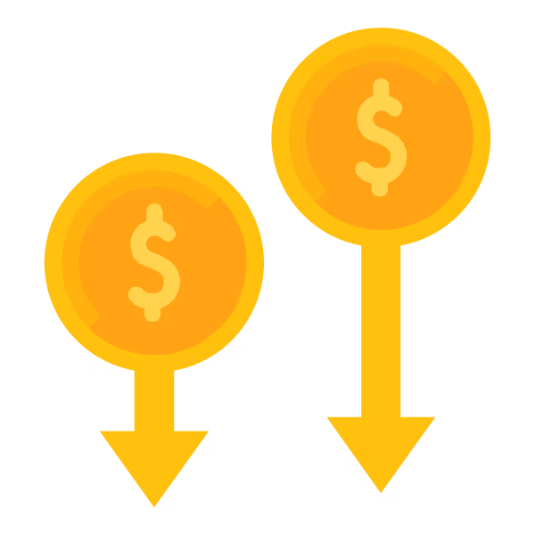 icon money coins arrows pointing down 