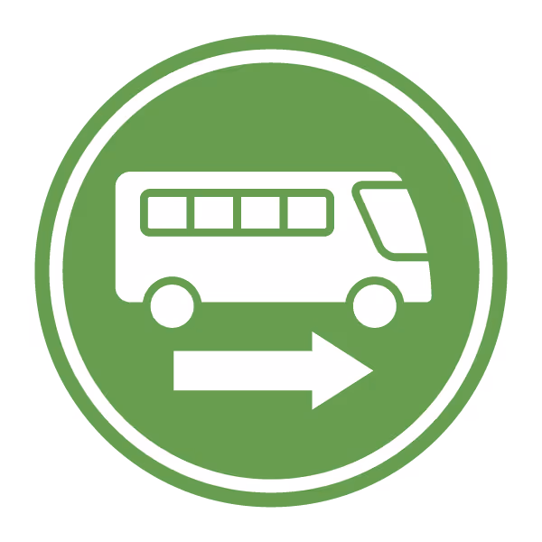 icon green road sign with bus and arrow pointing ahead