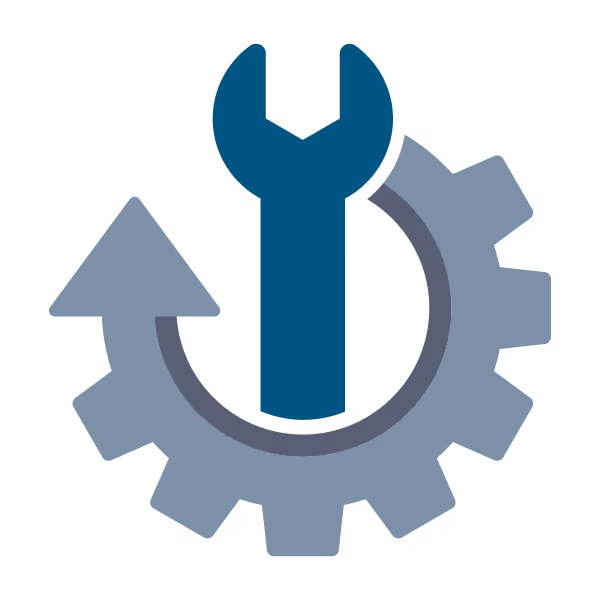 grey machine gear with wrench in center