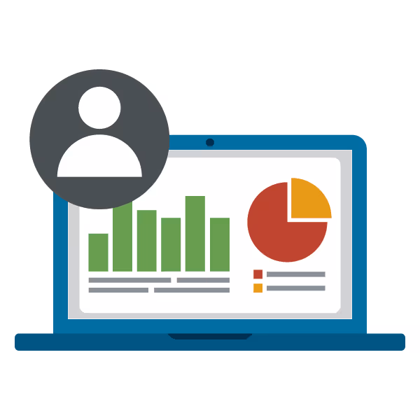 icon laptop with graphs and personal icon 