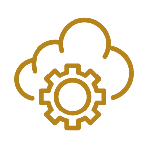 gold icon of cloud and gear 