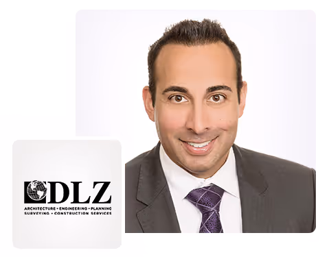 headshot of Ram Rajadhyaksha and DLZ logo 