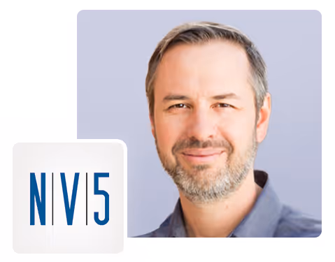 headshot of Brent Johnson and NV5 logo 