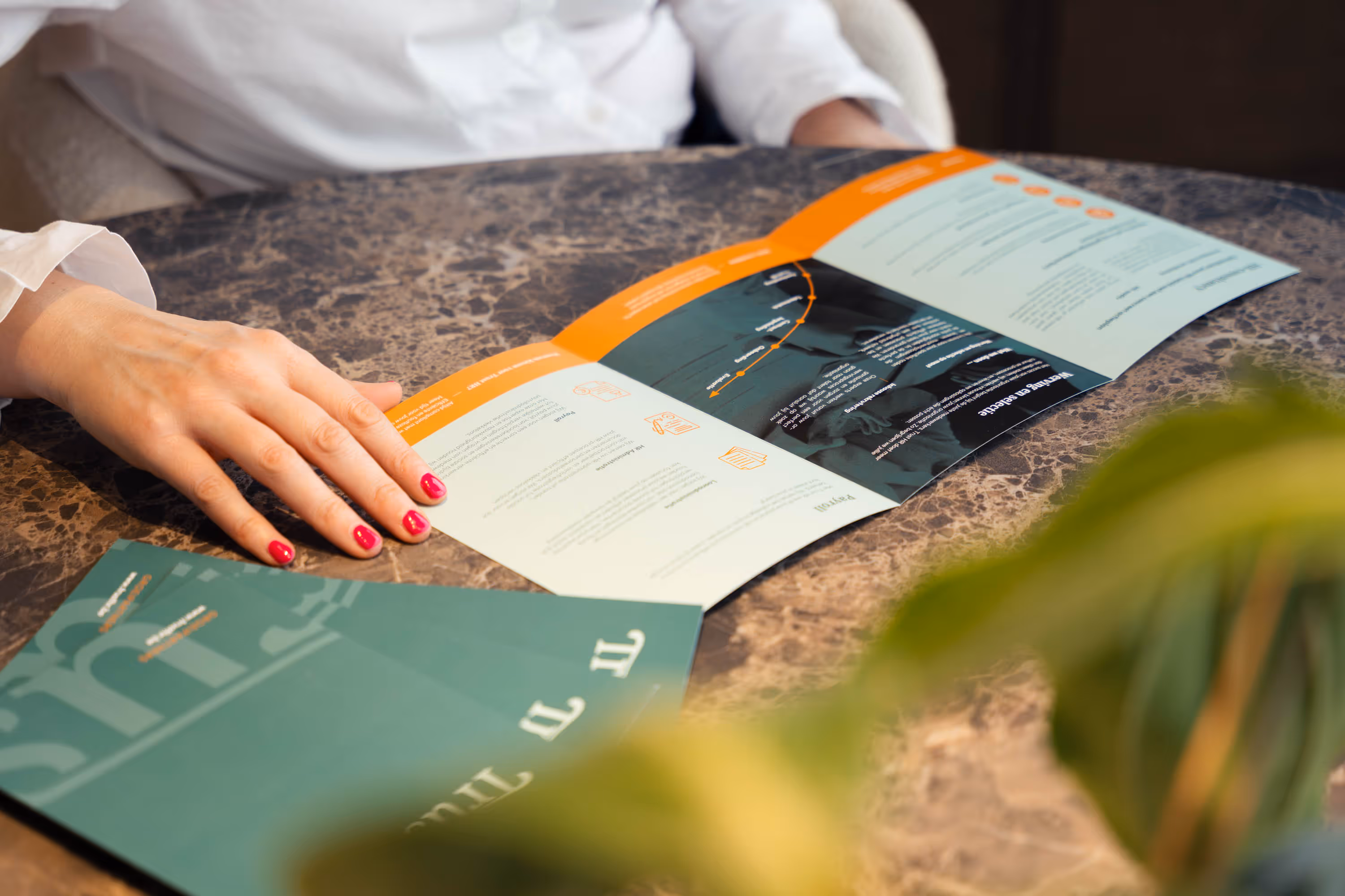 Lady seeing Brochure