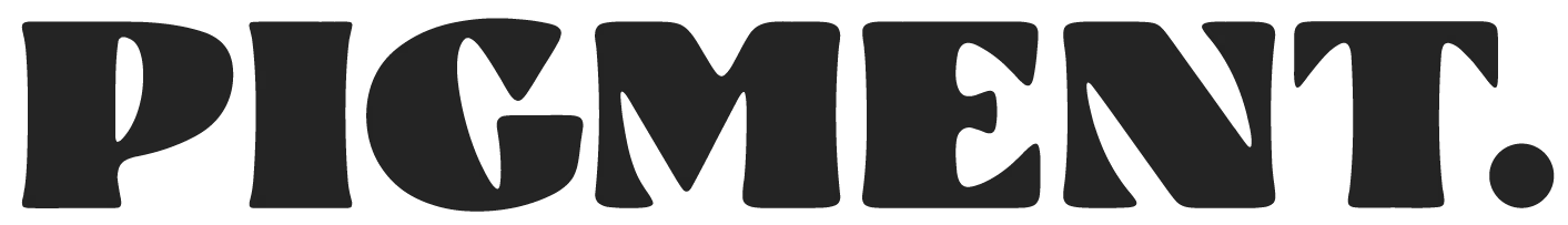 Bold black letters spelling the word PIGMENT with a period at the end on a white background.