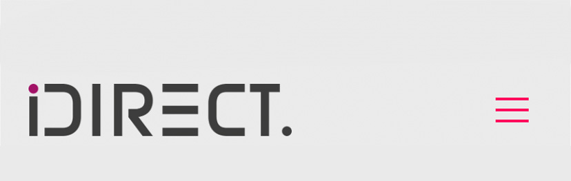 Das Website-Menü des Unternehmens iDirect.