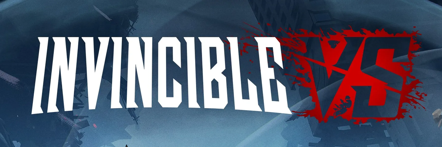Invincible VS title logo in white and red text on a dark blue background.