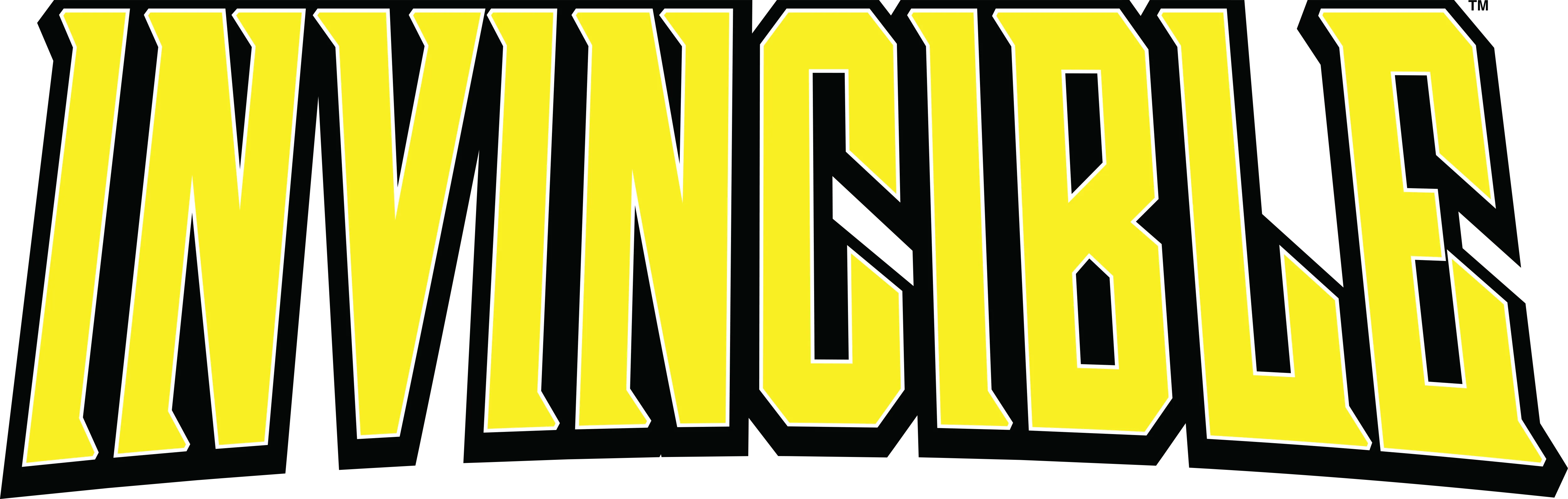 Invincible title logo in yellow lettering on a black background.